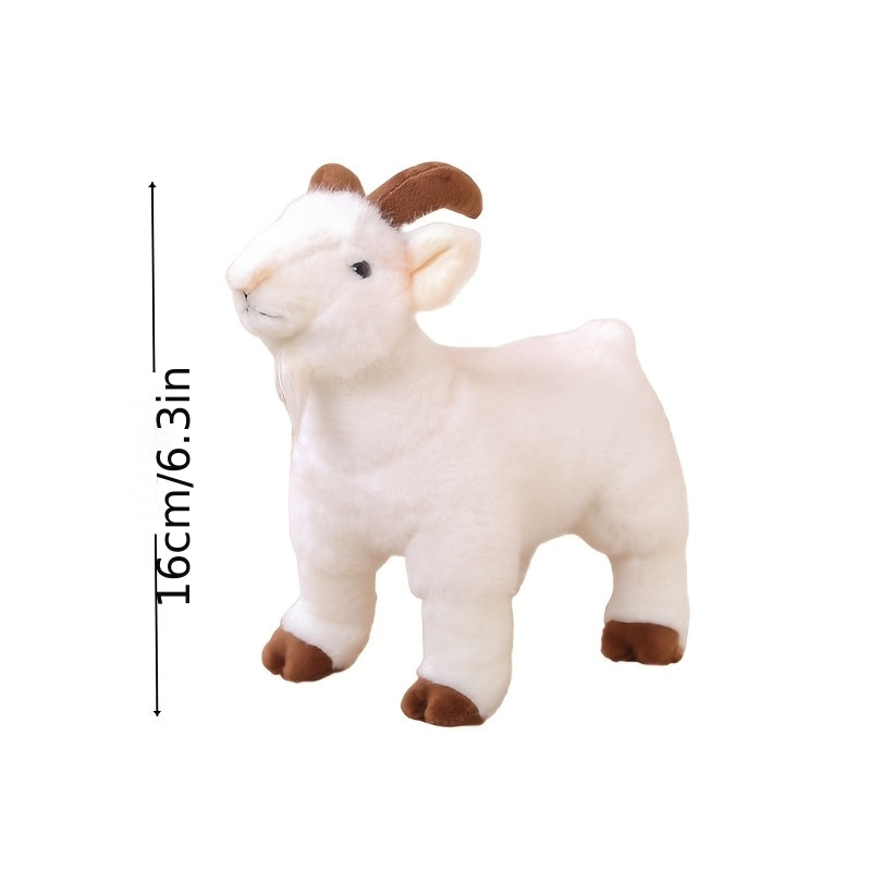Plush Pet Toy with Velvet Texture, 6.3 Inch Soft Companion for Cats and Dogs, White or Black Goat Options for Supervised Gentle Play