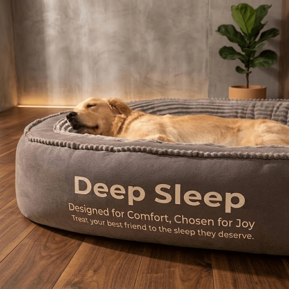 Oval Memory Foam Dog Bed with Removable Washable Cushion and Non-Slip Bottom, Cozy Pet Sofa in Grey or Brown, M to XXL Sizes for Home Rest