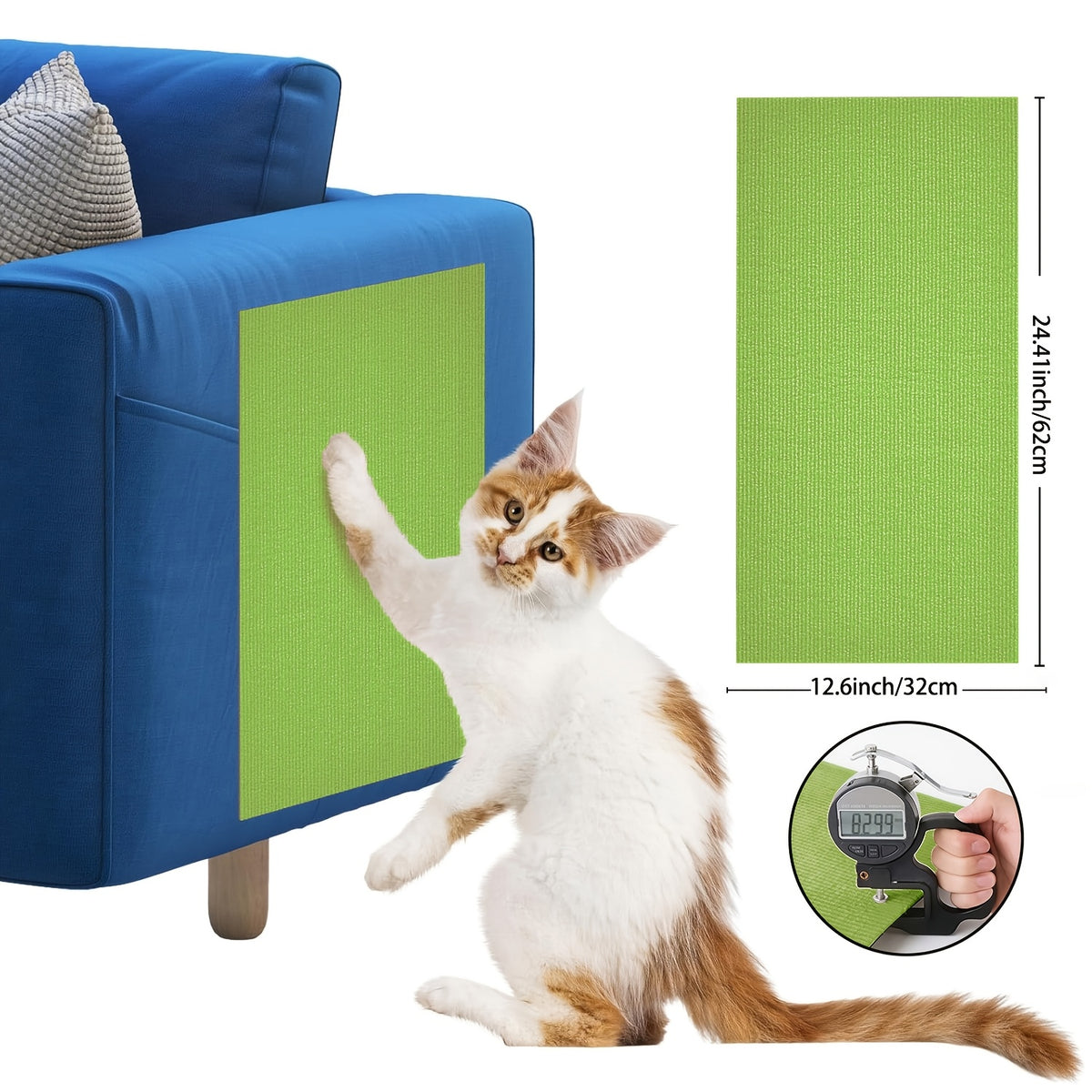 Self-Adhesive Cat Scratch Furniture Protector, Trimmable Scratching Mat for Sofa and Wall Coverage, Three Size Options and Eight Colors