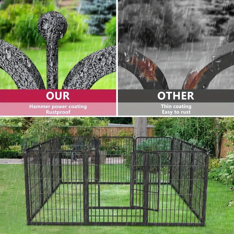 Dog Playpen 32 Inch with Door, Heavy Duty Metal Pet Fence in 8, 10 or 12 Panels for Small and Medium Dogs, Indoor Outdoor Yard and RV Camping