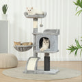 Cat Tree 36.6 Inch with Hammock and Plush Perch, Multi-Level Indoor Cat Climbing Tower with Sisal Scratching Post in Gray or Dark Gray