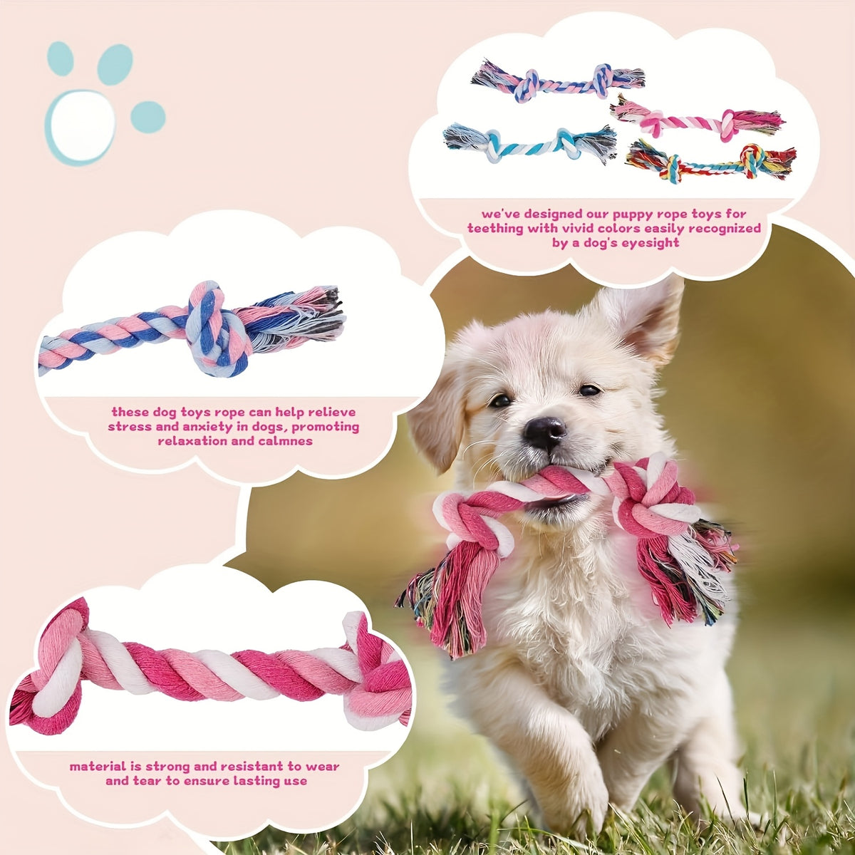 Puppy Toy Variety Pack for Small Dogs, Random 6, 12 or 19 Piece Assortment with Rope and Squeaky Toy Styles for Supervised Chew, Fetch and Tug Play