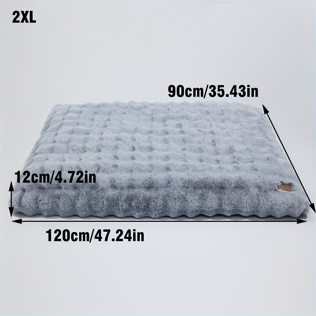 Foam Dog Bed with Waffle-Textured Removable Cover, Polyester Pet Crate Mat in Medium to 3XL Sizes for Indoor Rest, Grey or Khaki and Beige