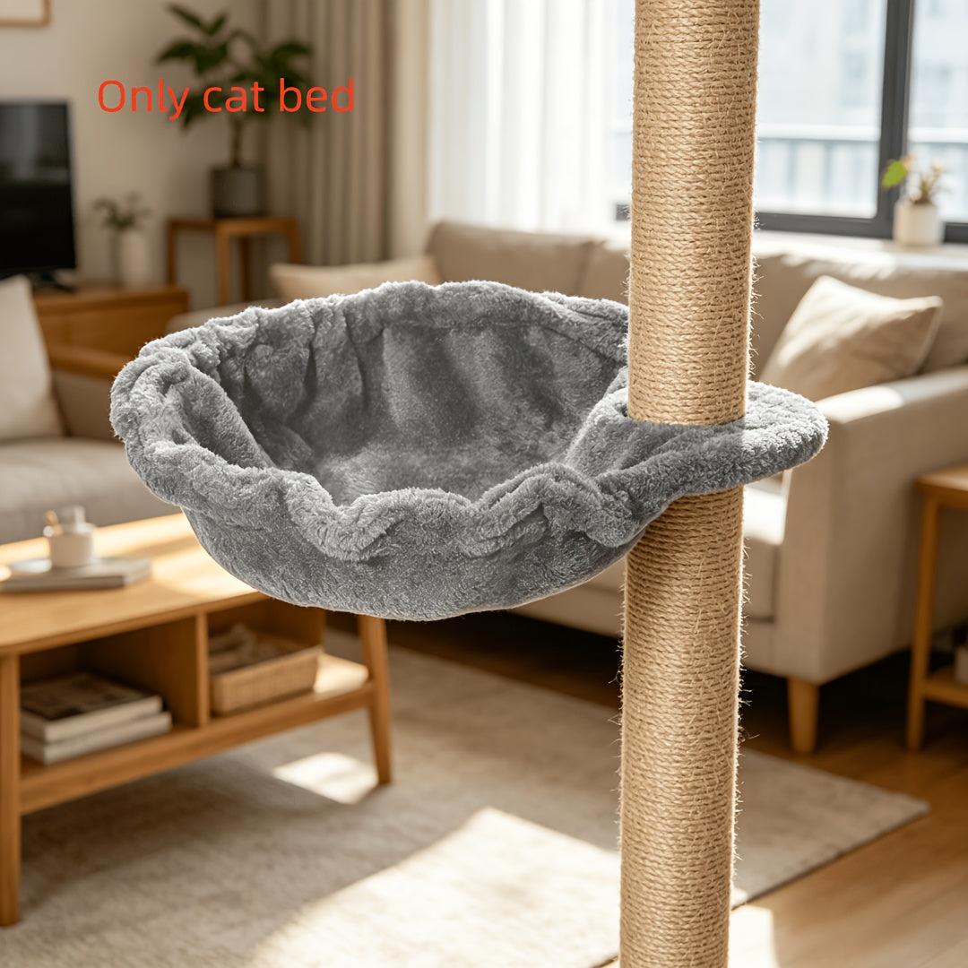 Wall Mounted Cat Scratching Post with Sisal Rope and Wooden Platform, Two-Stage Climbing Pole or Replacement Cat Bed Options for Indoor Cats