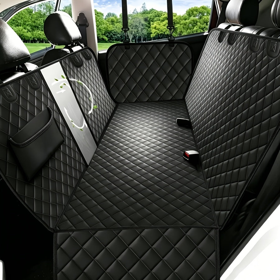 Dog Car Seat Hammock with Side Wings, 600D Black Rear Seat Cover with Scratch-Resistant Non-Slip Design for Pet Travel in Cars, Trucks and SUVs
