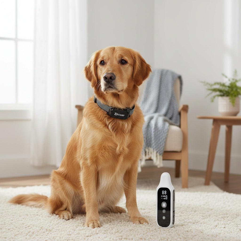 D80-1 Dog Training Collar with Digital Remote, Rechargeable Black Adjustable Nylon Collar with Listed Beep and Vibration Functions for Supervised Sessions
