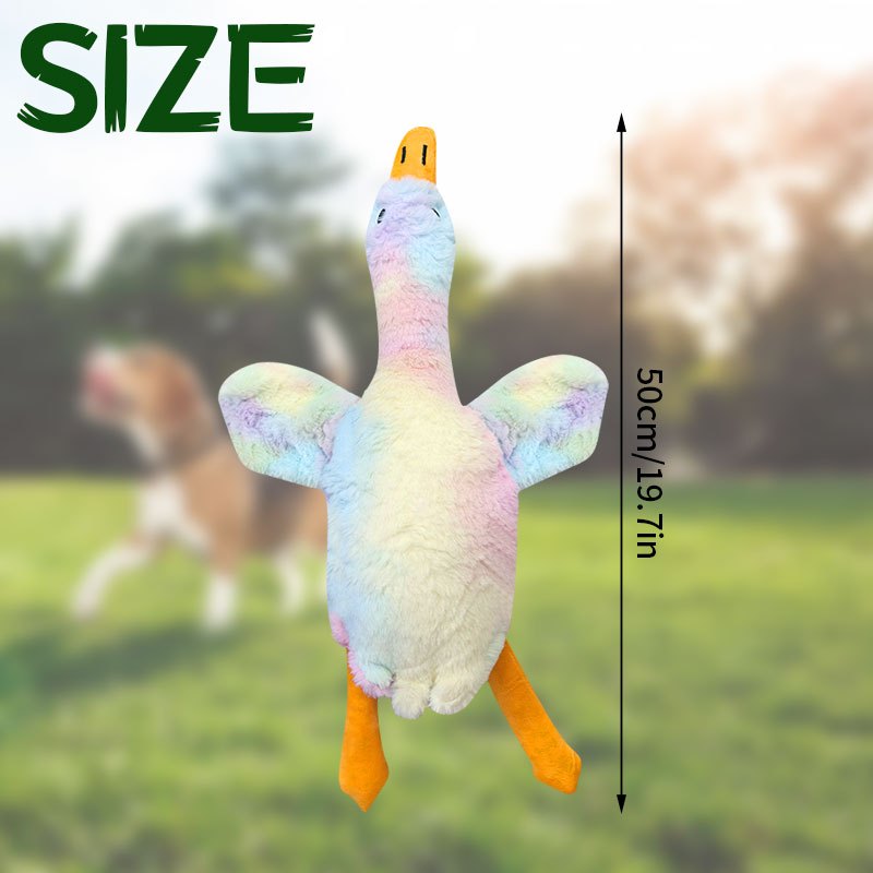 Plush Goose Dog Toy with Embroidered Eyes, 50 cm Soft Washable Pet Companion for Gentle Indoor Play, Multicolor, White or Gray