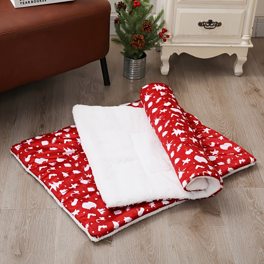 Christmas Pet Bed with Sled Nest or Separate Mat Options, Soft Holiday Sleeping Spot for Small to Medium Dogs and Cats, Festive Pet Lover Gift