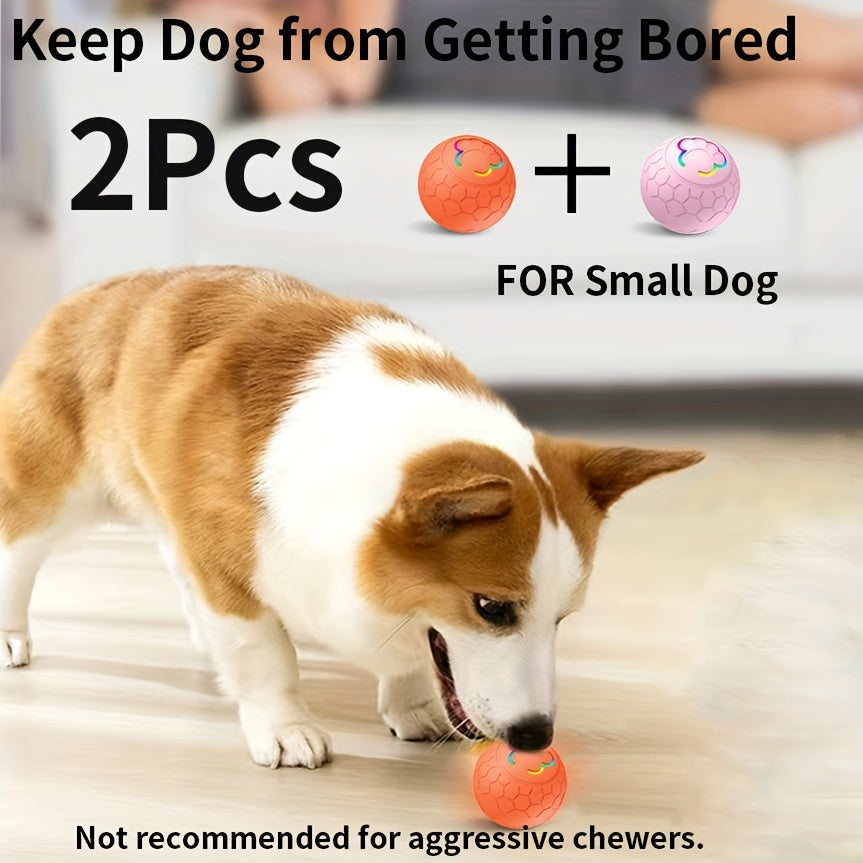 Interactive Pet Balls 2 Pack with Motion Sensor and Flashing Lights, USB Rechargeable Jumping and Rolling Toys for Small Dogs and Cats, Two Modes