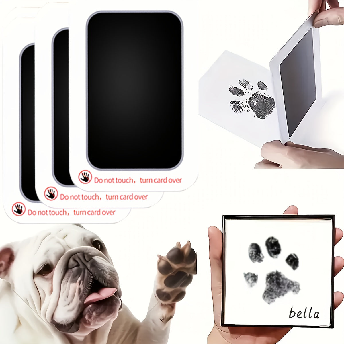 Pet Paw Print Keepsake Kit for Dogs and Cats, 8pcs Listed Set with Quick-Dry Black Ink for Memory Crafts, Pet Memorials and Christmas Gifts