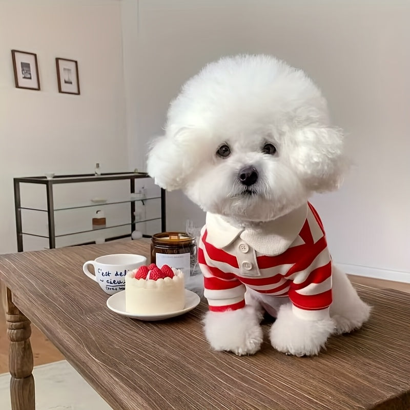 Striped Dog Clothes for Dogs and Cats, Navy Style Pet Clothing in Blue Navy, Navy Red and Coral Pink, XS–XXL for Dress-Up and Photos