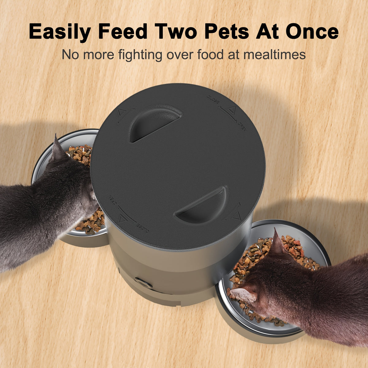 Dual Bowl Automatic Cat Feeder 3L, Button-Control Timed Food Dispenser with 1-6 Daily Feedings and 1-12 Portions per Meal, White for Cats and Dogs