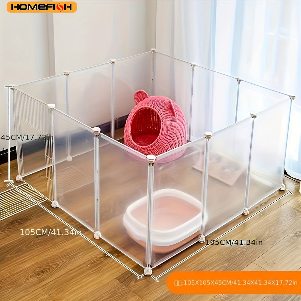 Indoor Pet Playpen with Translucent Panels, Modular Puppy and Rabbit Exercise Fence with 10 or 12 Piece Door Options and 16 Piece Option