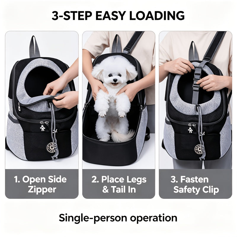 Legs Out Dog Backpack Carrier for 13-17 lb Pets, Medium Breathable Front Carrier with Adjustable Neck Cushion and Safety Leash for Walks and Travel