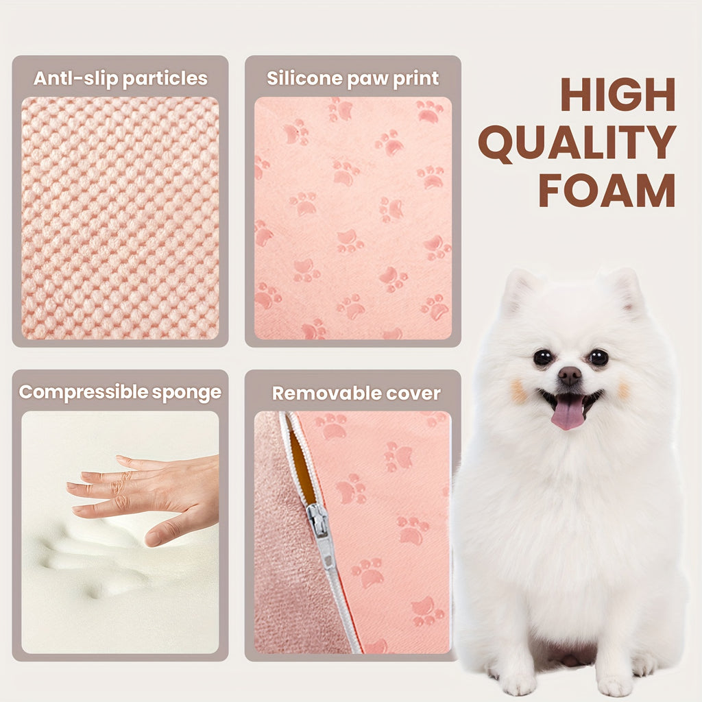 5-Step Dog Stairs with Washable Slipcover, High-Density Foam Pet Steps with Non-Slip Base for Small Dogs and Cats, Bed and Couch Access in Six Colors