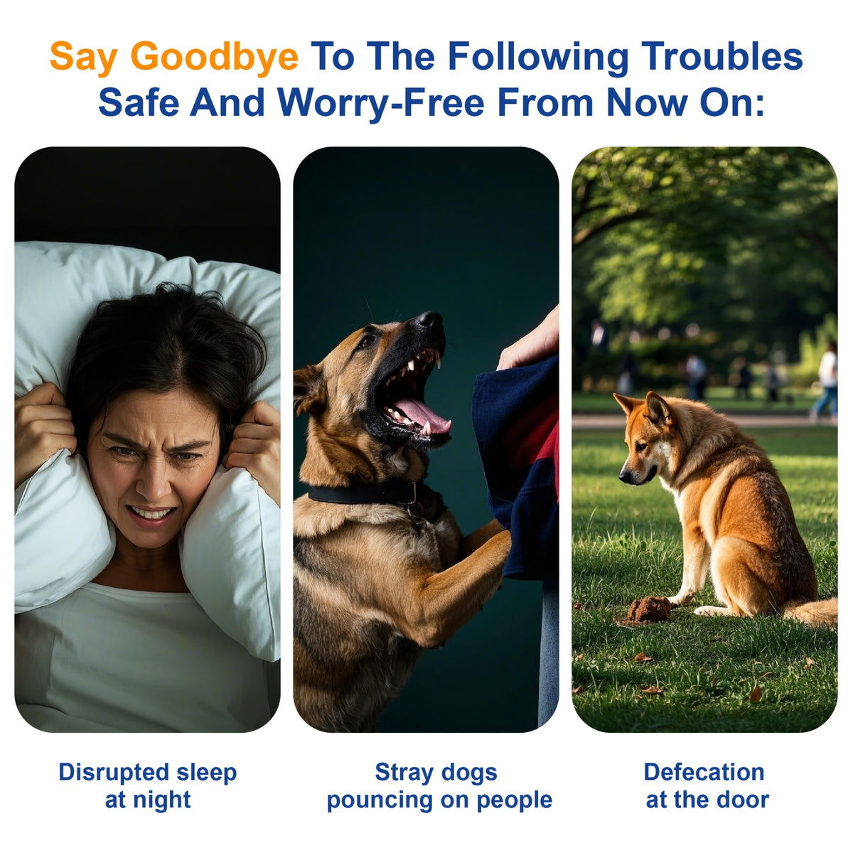Rechargeable Ultrasonic Dog Bark Deterrent Device with LED Flashlight, Listed 30ft Range and Steady or Flashing Light Modes, Orange Training Tool