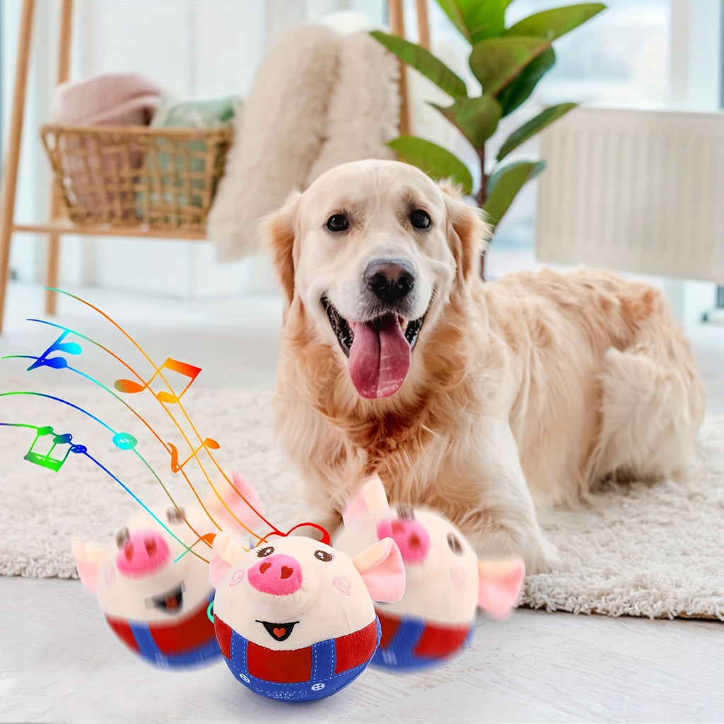 Bouncing Dog Toy with Recording and Music Modes, Rechargeable Jumping Pet Ball in Rabbit, Hamster, Puppy and Pig Styles for Supervised Play