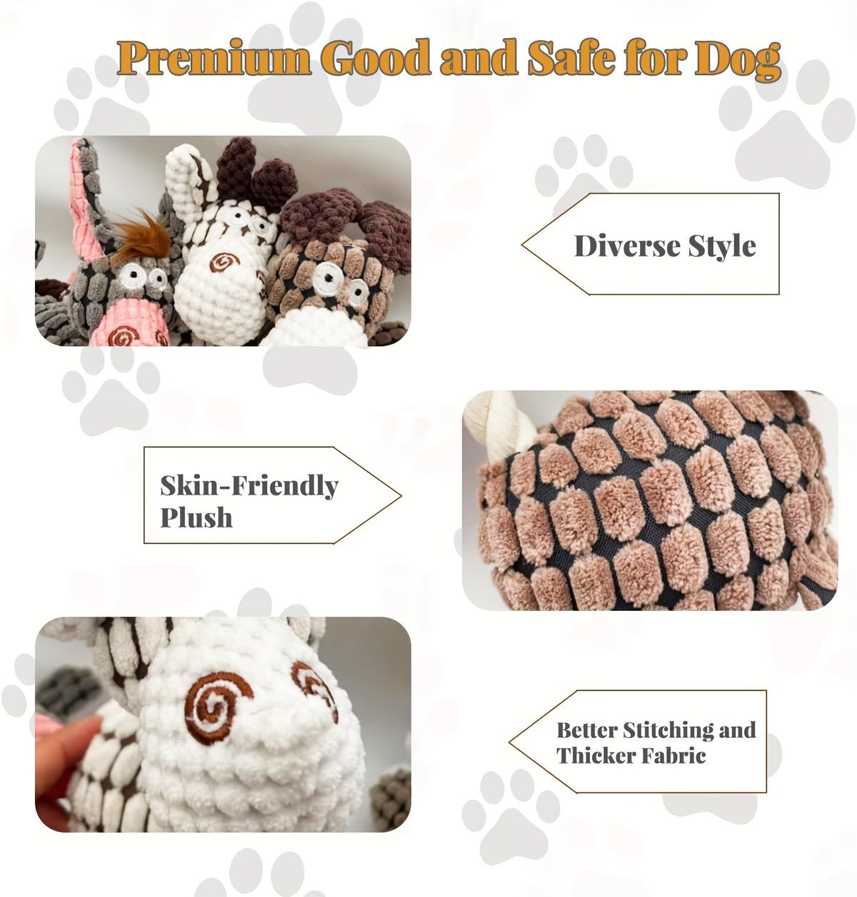 Squeaky Plush Dog Toy Assortment, 10-Piece or 4-Piece Random Animal Set for Supervised Gentle Chewing, Interactive Games and Puppy Playtime