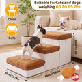 Foldable Dog Stairs with Storage Ottoman Design, Soft Cushioned Non-Slip Pet Steps for Bed and Couch, 3/4-Step Styles with Chicken Leg Plush Toy