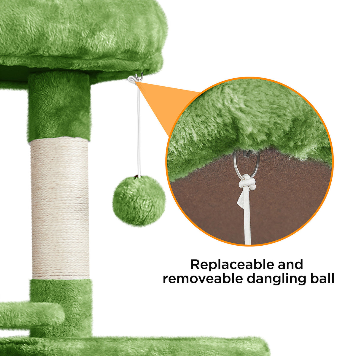 Cat Tree 63 Inch in Green, Multi-Level Indoor Cat Tower with Plush Condos, Hammock, Elevated Perches and Sisal Scratching Posts