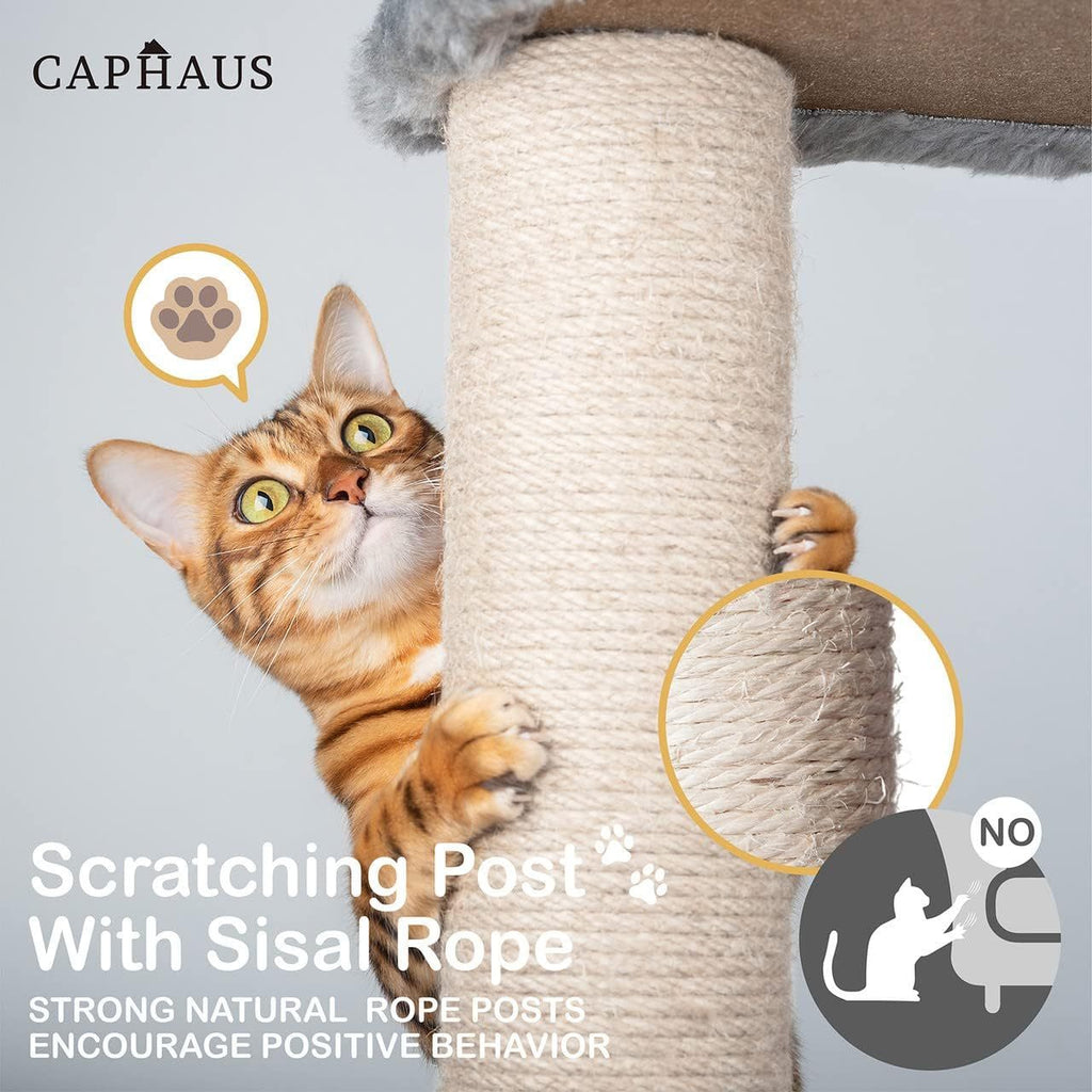 Cat Tree with Scratching Ramp, 37 Inch Indoor Cat Tower with Widened Padded Perch, Sisal Posts, Hammock and Cozy Condo for Cats and Kittens