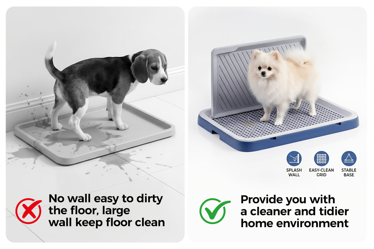 Indoor Dog Potty Tray with Removable Grating, Leak-Proof Dog Toilet for Puppy Training, High-Sided Non-Slip Base Easy to Clean, Potty Training Tray with Stand for Small and Medium Dogs, Apartment Use
