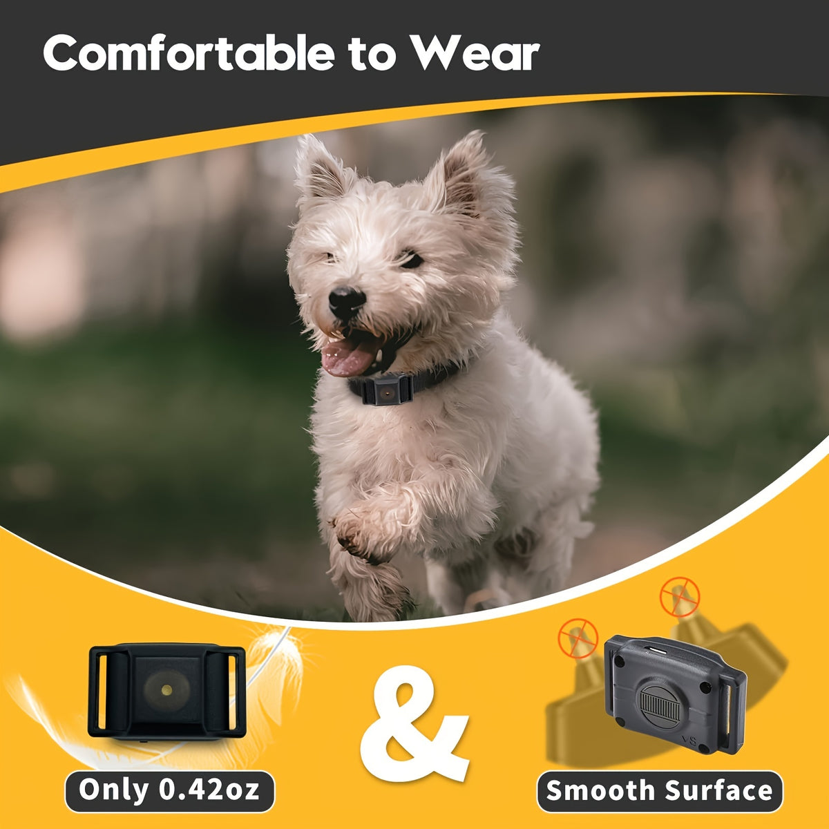 No Shock Bark Collar for Small Dogs 5-15 lbs, Compact Rechargeable Sound and Vibration Training Collar with 5 Sensitivity Levels, Black