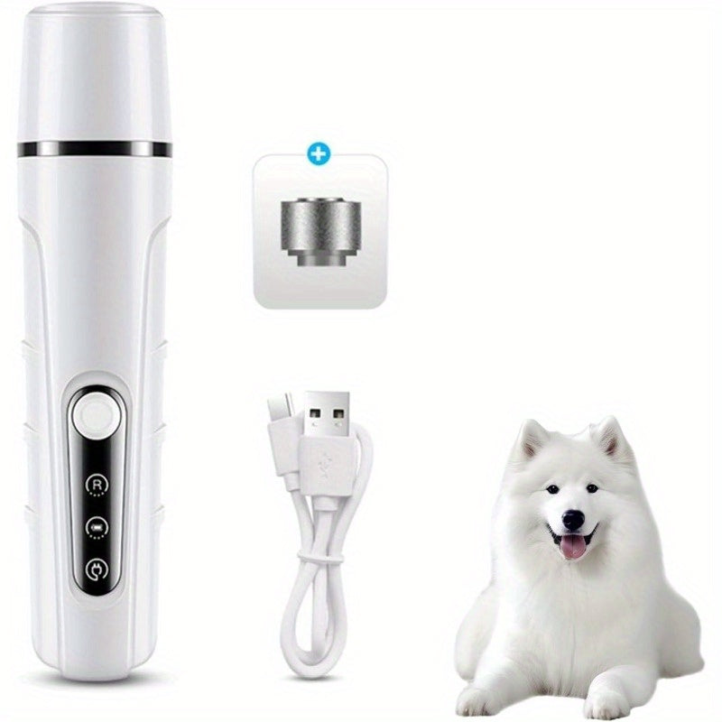 Dog Nail Grinder with Status Display, Rechargeable Low-Noise Electric Pet Nail File with LED Light and 3 Grinding Ports for Dogs and Cats