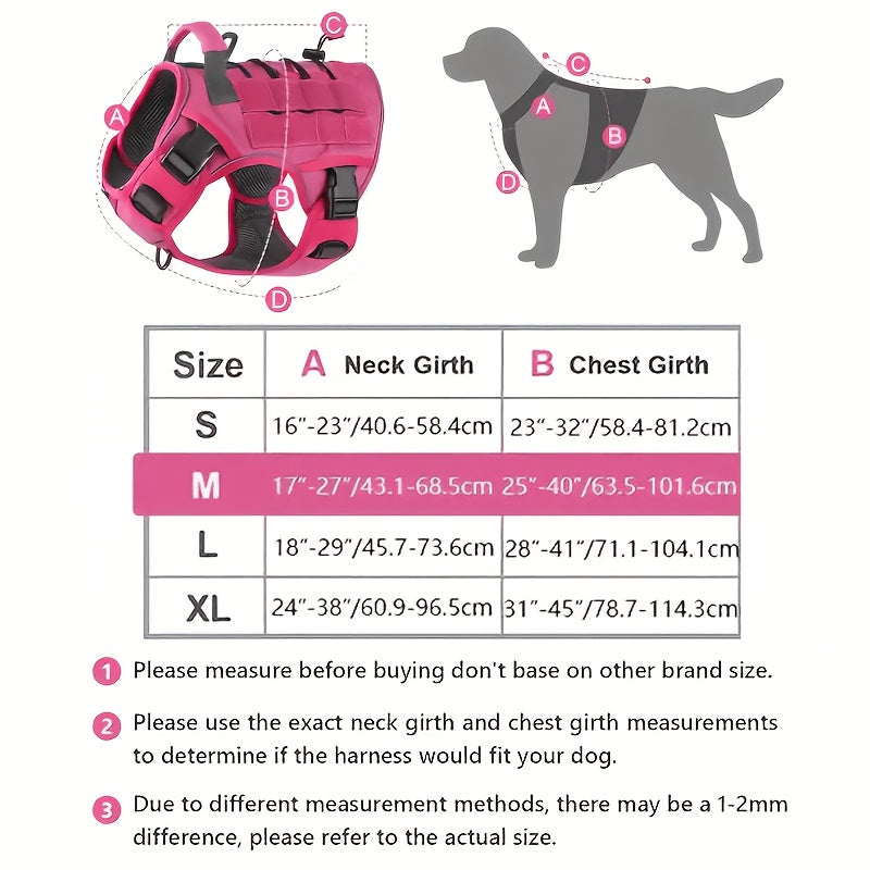 Tactical Dog Harness with Reinforced Top Handle, Adjustable Reflective Pet Vest for Daily Walks and Outdoor Training, S to XL Sizes