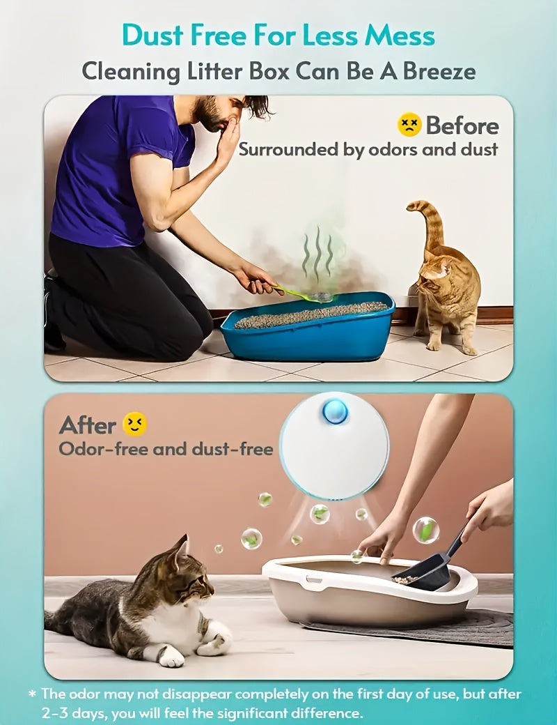 Cat Litter Box Deodorizer with Intelligent Sensor Light, White Automatic Pet Odor Management Device for Cat and Dog Toilet Areas, 1 Piece
