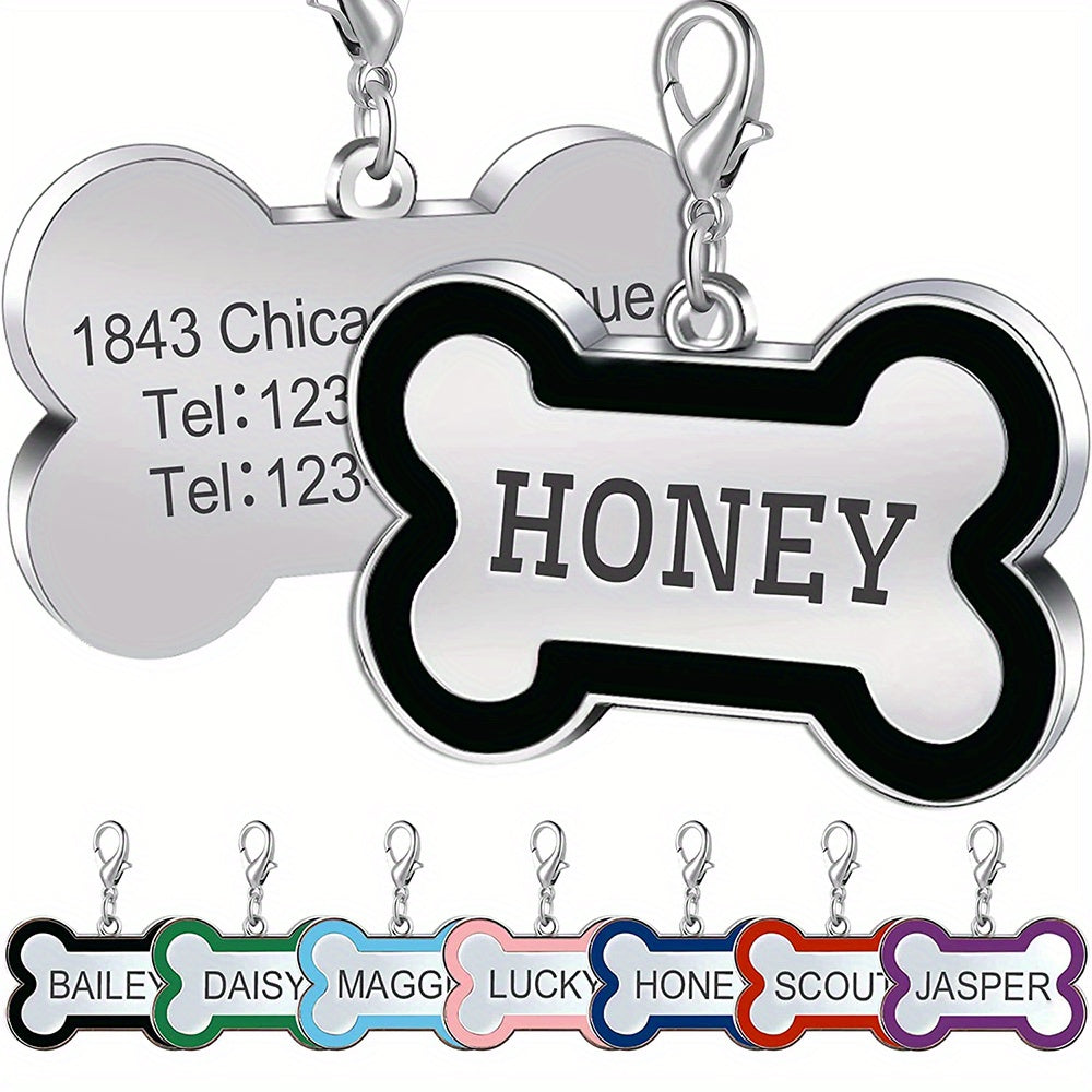 Personalized Metal Pet Tag for Dogs and Cats, Single Engraved Name ID Tag in Seven Colors for Everyday Identification and Pet Parent Gifts