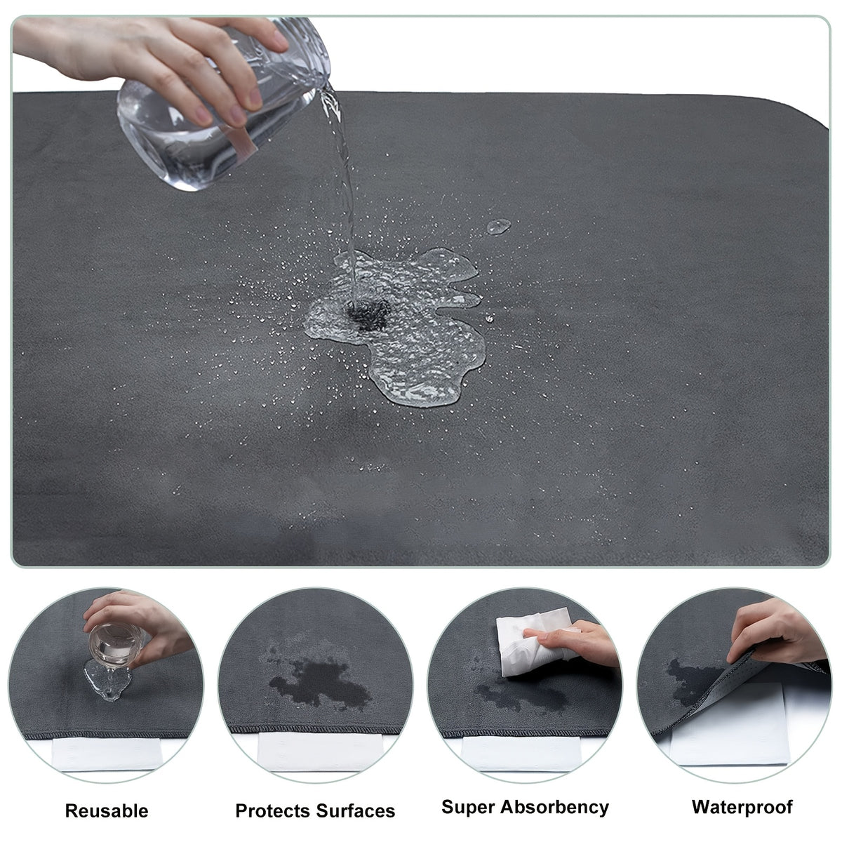 Extra Large Washable Dog Pee Pad, 1 Pack Reusable Non-Slip Puppy Training Mat for Playpens, Whelping, Floors, Crates and Sofa Protection