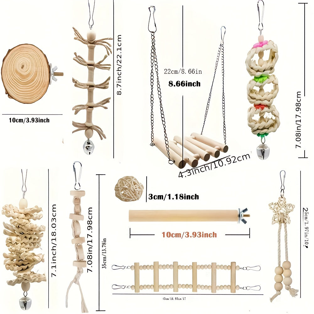 Parrot Cage Toys, 5-Piece Random Bird Swing, Hanging Perch and Climbing Ladder Assortment for Budgies, Parakeets, Cockatiels and Lovebirds