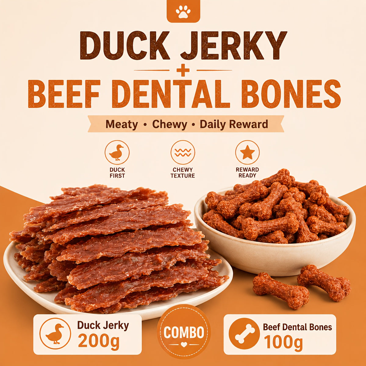 Dog Treats Variety Pack with Duck Jerky and Chew Stick Options, Chewy Training Rewards and Everyday Snacks for Small, Medium and Large Dogs