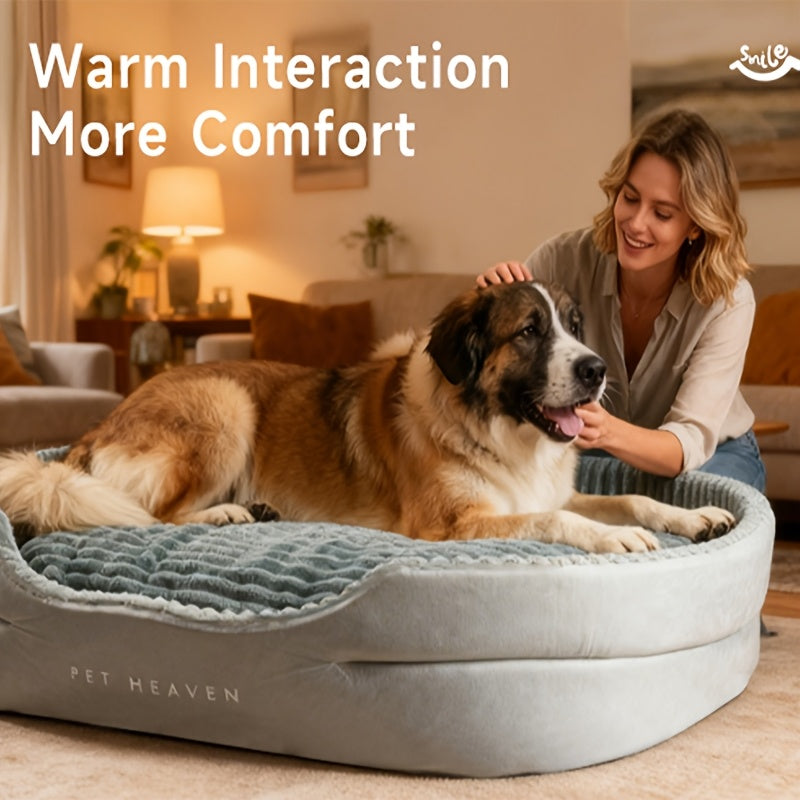 Reversible Dog Bed with Removable Mat, Washable Pet Lounger with High and Low Surfaces for Year-Round Rest in Four Size Options