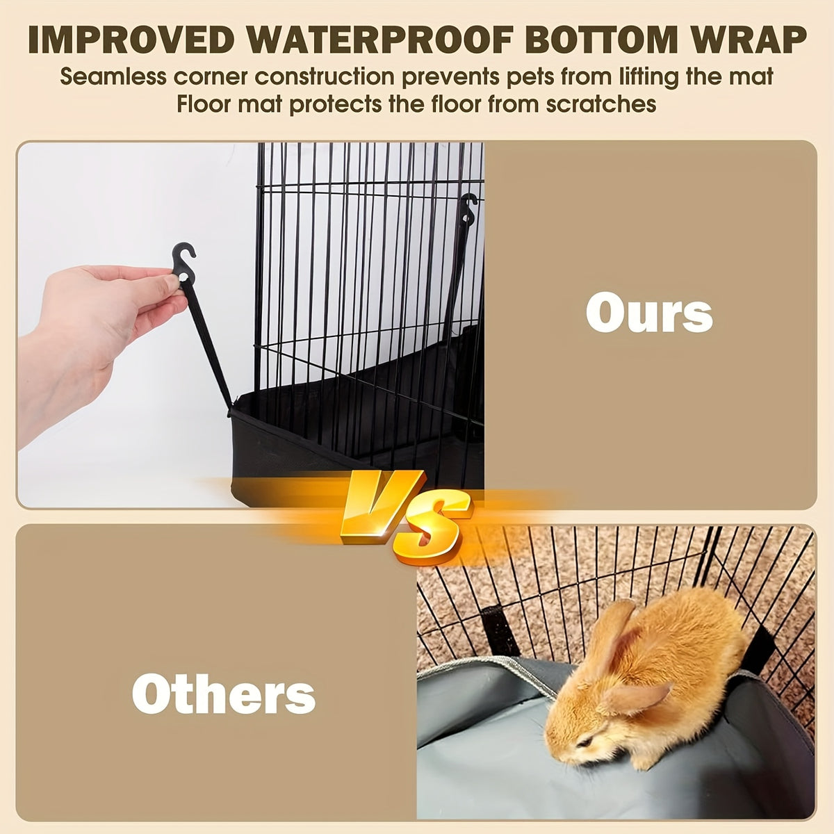 Guinea Pig Cage 48-Inch C&C Small Animal Playpen with One-Hand Release Hook, Triple Fixing Design and Optional PVC Bottom Liner