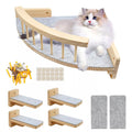 Corner Cat Shelves with 4 Climbing Steps, 13 x 13 Inch Wall-Mounted Wooden Cat Bed with 6 Felt Pads for Small and Medium Indoor Cats