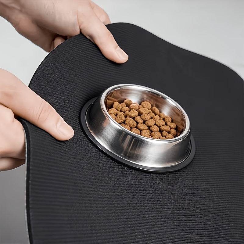 Personalized Pet Feeding Mat with Custom Name or Text, Non-Slip Absorbent Paw Print Bowl Mat for Indoor Dog and Cat Food Stations, Three Size Options