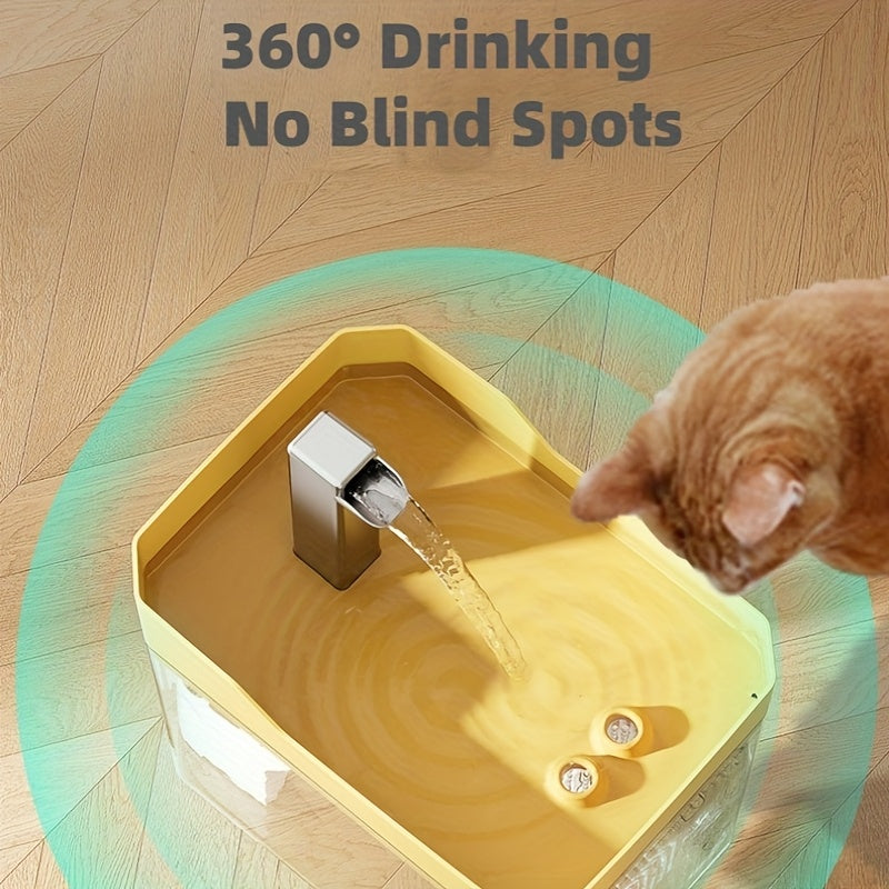 USB Cat Water Fountain with 4-Stage Filtration, Quiet Automatic Circulating Pet Drinking Dispenser for Cats and Dogs with Visible Water Level Window