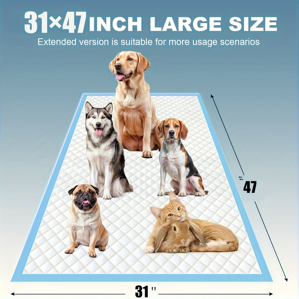 Dog Pee Pads 40 Count with Adhesive Tabs, Extra Large 31 x 47 or 32 x 47 Inch Absorbent Puppy Potty Training Pads for Indoor Floor Protection