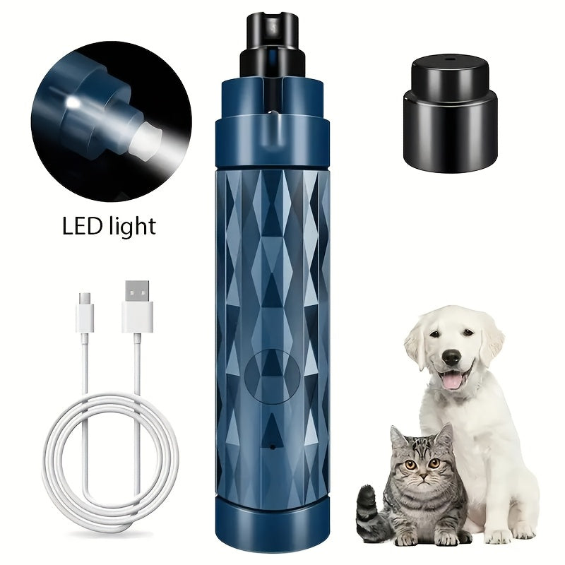 Dog Nail Grinder with LED Light, 2-Speed Rechargeable Electric Pet Nail Trimmer for Small and Large Dogs and Cats, At-Home Paw Grooming