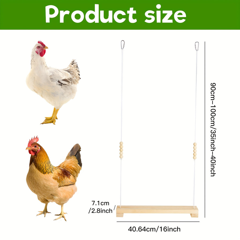 Chicken Swing Perch Toy, Natural Wooden Hanging Ladder with Rounded Edges for Hens and Roosters, 1-Piece Coop and Aviary Climbing Accessory