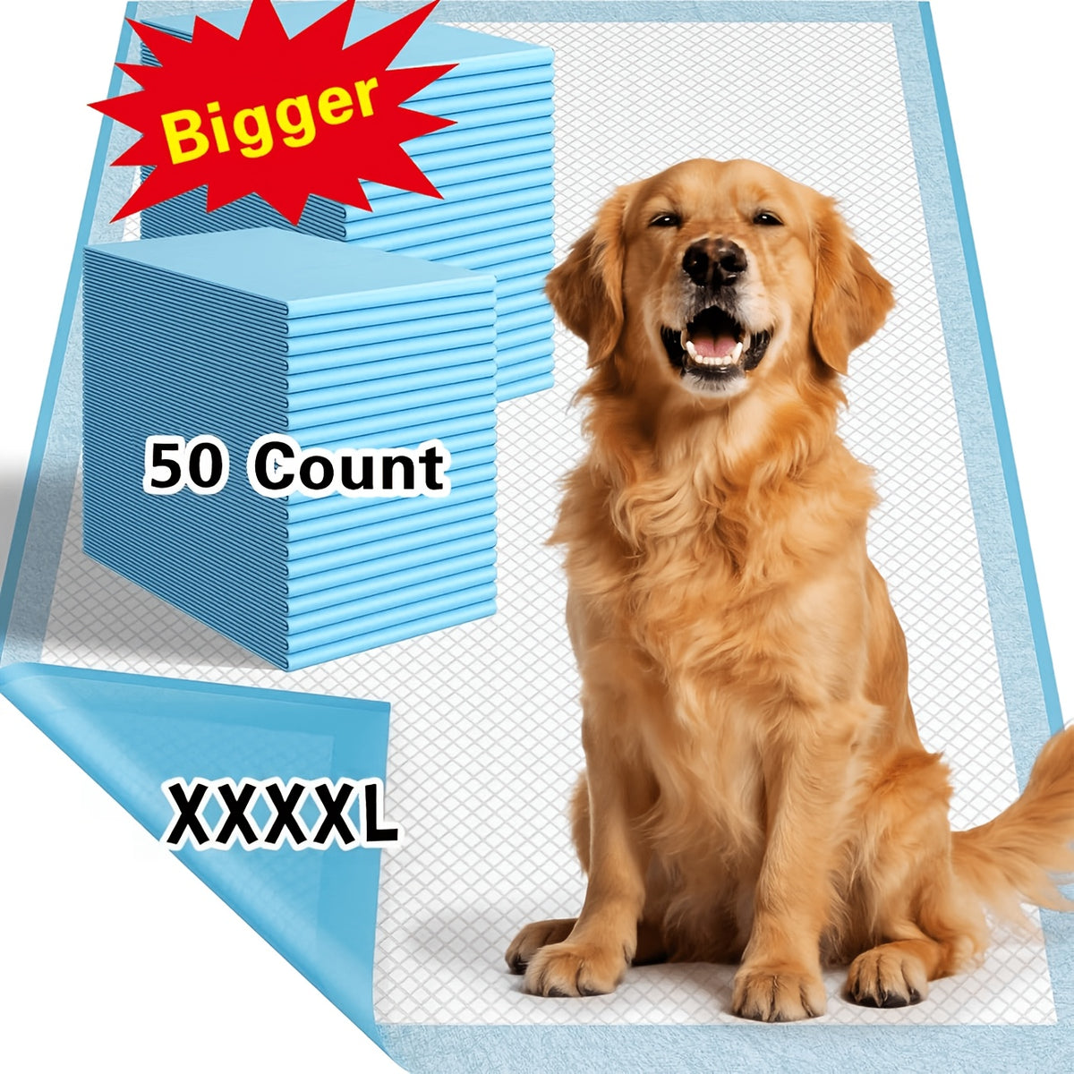 Dog Pee Pads 58 x 32 Inch, 50 Count Extra Large Disposable Puppy Potty Training Pads with 8-Layer Absorbency for Floors, Crates and Travel