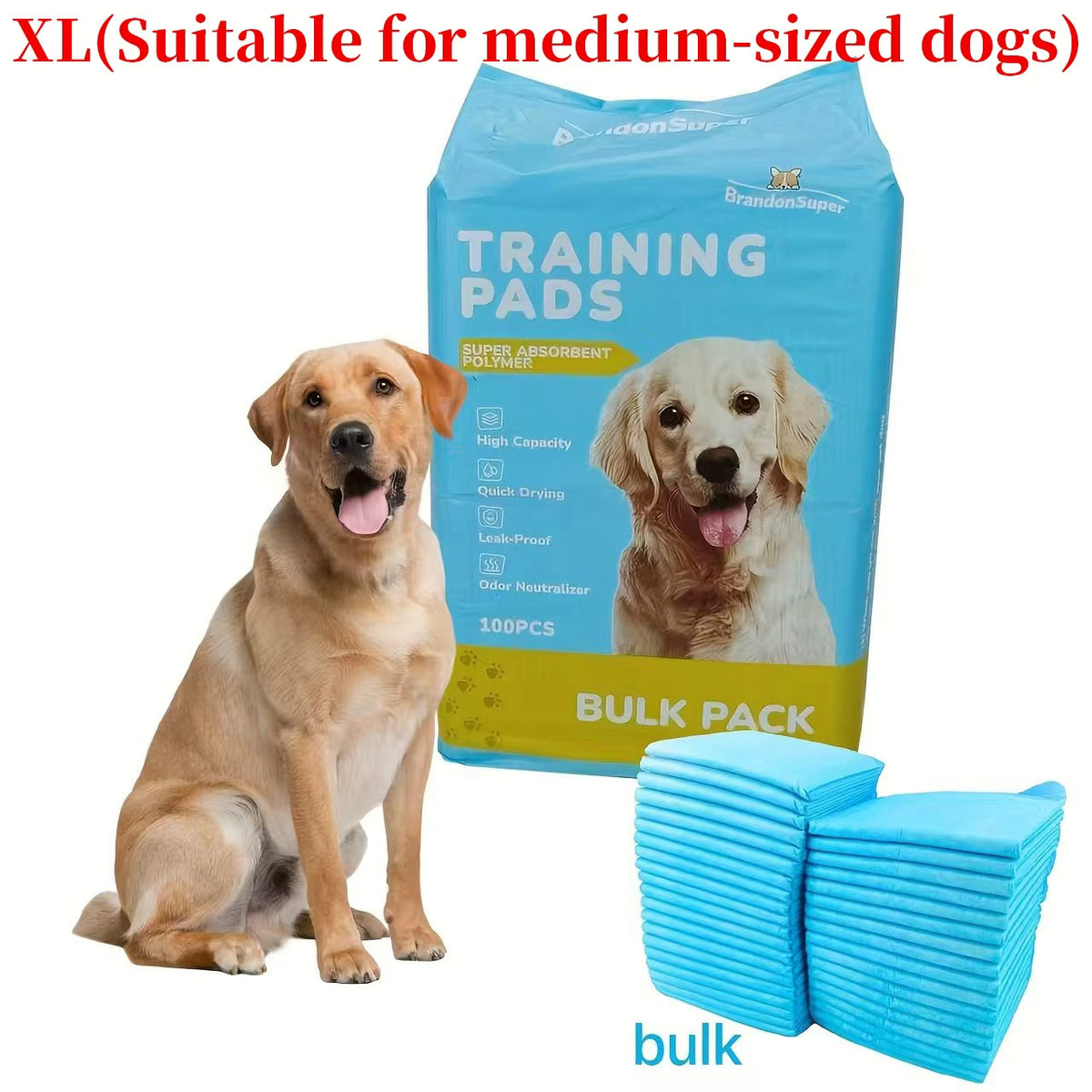Dog Pee Pads with Six-Layer Absorption, Disposable Odor-Resistant Puppy Training Pads in 23 x 23 and 29 x 35 Inch Sizes for Senior Dogs