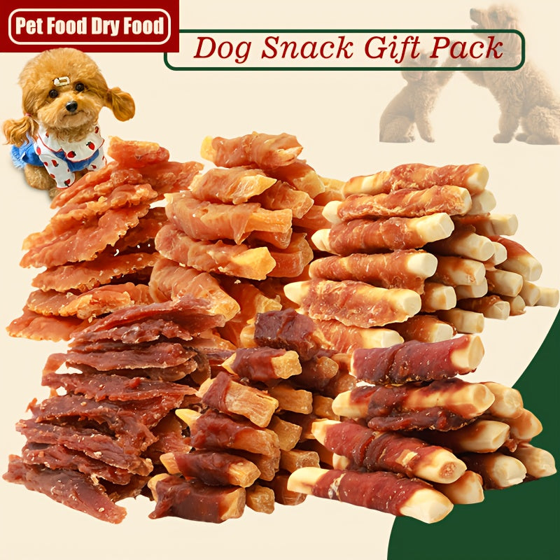 Dog Treat Flavor Selection with Chicken and Duck Jerky Options, Mixed Flavor Snacks for Supervised Training Rewards, Daily Treat Time and Dog Gift Baskets