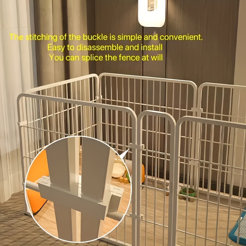 Indoor Dog Enclosure with Flexible Layout for Rest, Play and Potty Areas, Stainless Steel Pet Pen in Black or White for Small and Medium Dogs