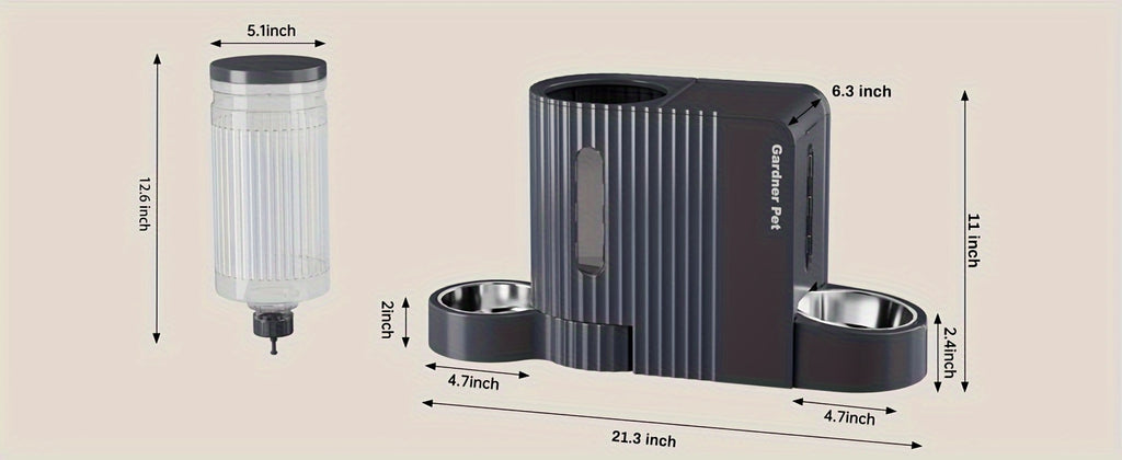 3L Gravity Pet Feeder and Water Dispenser for Cats and Dogs, Stainless Steel Design Without Battery, Black Gray or Blue for Daily Home Care
