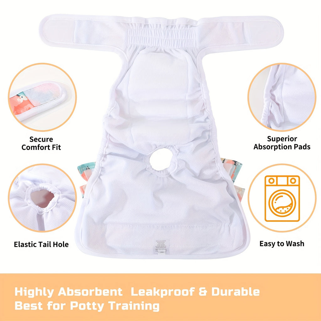 Washable Dog Diapers for Female Dogs, 3-Pack Reusable Sanitary Panties for Heat Cycles, Indoor Accident Management and Puppy Training, XS to L