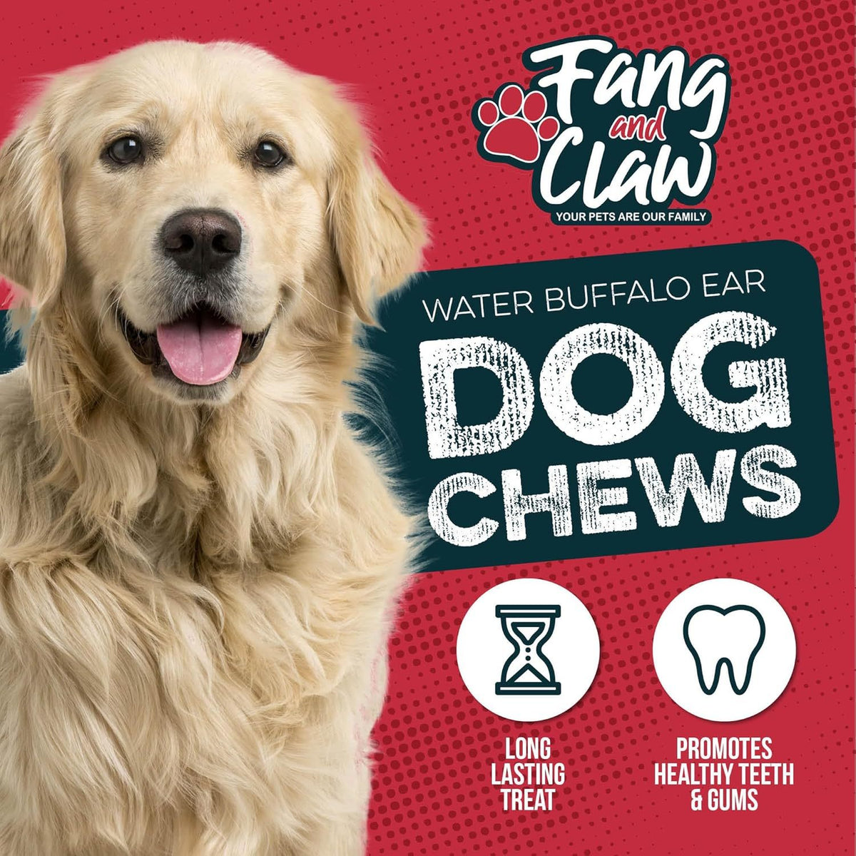 Water Buffalo Ears for Dogs, 5-Inch Single Ingredient Natural Chews and Rawhide Alternative Treats for Medium and Large Dogs, 10, 50 or 100 Pack