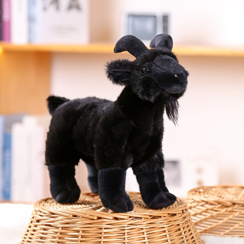 Plush Pet Toy with Velvet Texture, 6.3 Inch Soft Companion for Cats and Dogs, White or Black Goat Options for Supervised Gentle Play